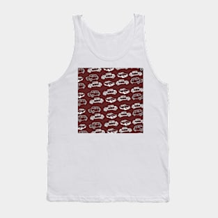 Old Cars Collection Dark Red Background Tank Top